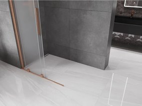 Mexen Velar, sprchová zástena s posuvnými dverami Walk-in 85 x 200 cm, 8mm sklo námraza, medená matná, 871-085-000-33-65