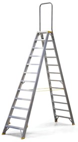 Obojstranné hliníkové schodíky ALVE FORTE s madlom, 2x12 stupňov, výška 2,55 m