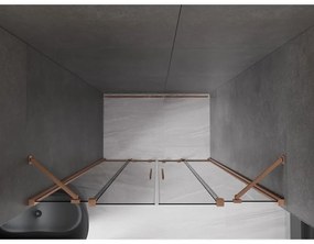 Mexen Velar Duo, posuvné sprchové dvere do otvoru 140 cm, 8mm šedé sklo, medená matná, 871-140-000-42-65