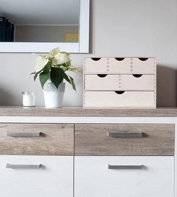 Zeller Present Drevený organizér so 6 zásuvkami na písacie a kancelárske potreby ZELLER 40 x 20 x 28 cm