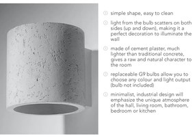 Betónové nástenné svietidlo Nice Lamps Roda