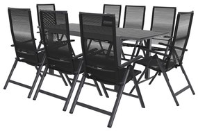 Livarno home Rozkladací záhradný stôl Miami + Záhradné kreslo Miami, 8 kusov  (800008469)