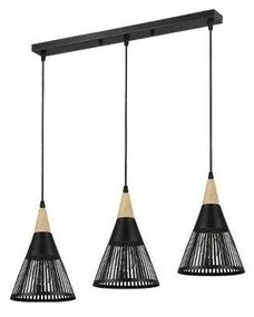 Luster na lanku HIRA 3xE27/60W/230V čierna