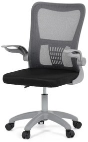 Kancelářská židle, tmavě šedá síťovina, šedý plast, kolečka na tvrdé podlahy