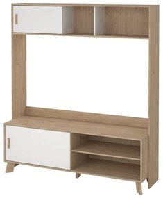 Biela/v prírodnej farbe TV zostava v dekore duba 159x181x48 cm Ikast – Tvilum