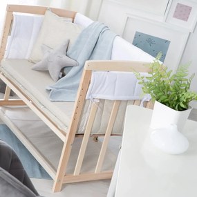 Kolíska v prírodnej farbe s úložným priestorom a baldachýnom 90x45 cm Liebhabär – Roba