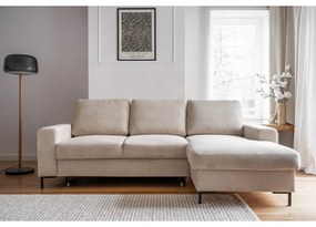 Béžová menčestrová rozkladacia rohová pohovka (pravý roh) Lofty Lilly – Miuform