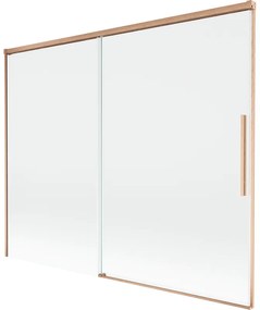 Mexen Rox, 2-krídlová posuvná vaňová zástena 190 x 150 cm, 8mm číre sklo, medený matný profil, 8C9-190-001-65-00