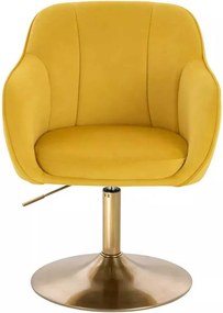 LuxuryForm DESIGN Stolička AVOLA VELUR na zlatom tanieri - žltá