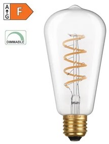Diolamp LED Spiral Filament žiarovka číra ST64 4W/230V/E27/1800K/300Lm/360°/Dim