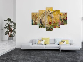 Obraz - Jednorožec s kvetinami (150x105 cm)