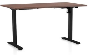 Výškovo nastaviteľný stôl OfficeTech A, 140 x 80 cm, čierna podnož, orech