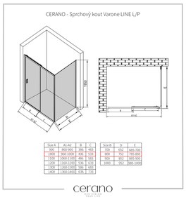 CERANO - Sprchovací kút Varone LINE Ľ/P - chróm, transparentné sklo - 100x80 cm - posuvný, CER-CER-DY505-90102