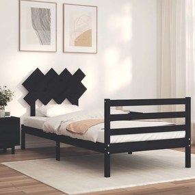 Rám postele s čelom čierny 100x200 cm masívne drevo 3195280