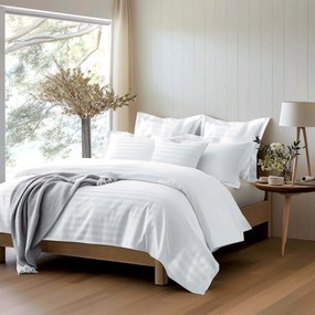 BAMBUSOVÉ OBLIEČKY STRIPE WHITE 200X220 CM, 2KS 70X80 CM, 4 KS 40X40 CM BIELE
