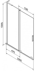 Mexen Velar L, 2-krídlová posuvná vaňová zástena 100 x 150 cm, 8mm sklo námraza, čierna matná, 896-100-003-31-70