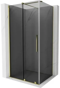 Mexen Velar, sprchový kút s posuvnými dverami 130 x 80 cm, 8mm šedé sklo, zlatá lesklá, 871-130-080-41-50