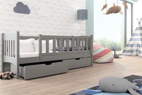 Detská posteľ z masívu GANDALF so šuplíkmi - 200x90 cm - ŠEDÁ