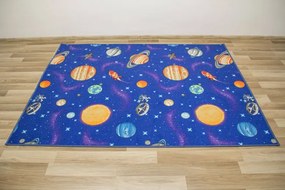 Detský metrážny koberec Galaxy planéty, rakety