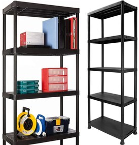 Dílenský plastový regál s 5 policemi IRVING černý