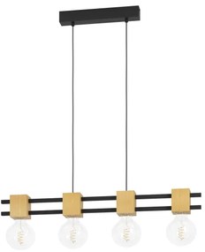 Eglo 390191 - Luster na lanku LEVANTARA 4xE27/40W/230V čierna/hnedá