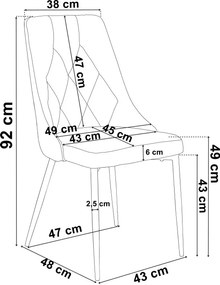 Jedálenská stolička LINCOLN zamatová, grafitová