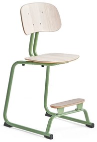 Školská stolička YNGVE, podnož s klzákmi, zelená, jaseň, V 520 mm