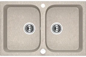 Laveo Celia, 2-komorový granitový drez 760x480x184 mm, béžová, LAV-SBC_420T