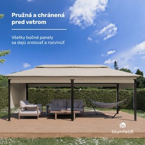 Blumfeldt Grandezza Cortina záhradný altánok 3x6 m, odolný voči poveternostným vplyvom, prášková farba, bočné rolety