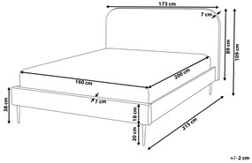 Zamatová posteľ 160 x 200 cm sivá FLAYAT Beliani