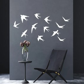 Dekorácia na stenu – lastovičky, drevené lietajúce vtáky, prírodou inšpirované umenie sada 12 ks | SENTOP HDF0542