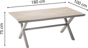Záhradný stôl Alumio 180 cm hnedý/béžový