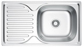 Erga HD, 1-komorový oceľový drez 760x430x160 mm, dekor hladký brúsený satén, ERG-MLS-HD7643