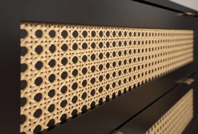 Zásuvková komoda Vienna, čierna/výplet