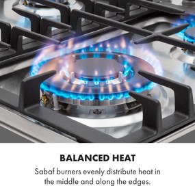 Klarstein Ignito 4 Zonen, plynová varná doska, 4 Sabaf horáky, nehrdzavejúca oceľ, strieborná