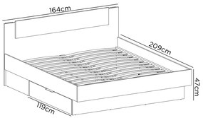 Manželská posteľ 160 cm Lewell (s čelným rámom) (s úl. priestorom) (wenge). Vlastná spoľahlivá doprava až k Vám domov. 1092112