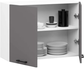 Horná kuchynská skrinka OLIWIA W80 H580 biela / grafitová / sivá