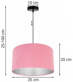 Závesné svietidlo Mediolan, 1x ružové/chrómové textilné tienidlo, (výber z 2 farieb konštrukcie)
