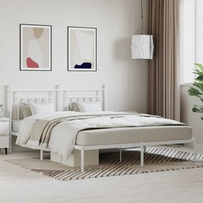 Kovový rám postele s čelom biely 183x213 cm 353591