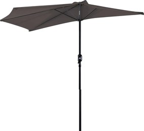Parasol Outsunny 270x138x236 cm s kľukou a polkruhovým tvarom pre vonkajšie použitie, terasu, patio, bazén - Šedý | Aosom
