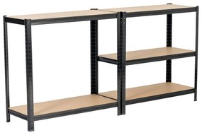 Sada 2 ks kovových regálů REGMET 90x40x180 cm černá