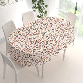Biante Vianočný bavlnený oválny obrus Sandra SA-516 Vianočné perníčky a ozdoby na bielom 100x160 cm