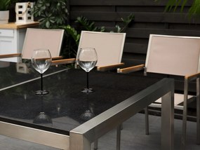 Záhradný stôl s 3-dielnou granitovou doskou 220 x 100 cm čierny GROSSETO Beliani