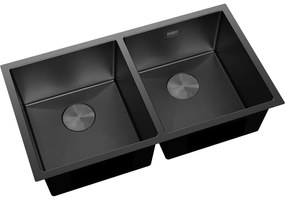 Mexen Binox, 2-komorový nerezový drez 800 x 450 mm, čierna, vzor voština, 6421802000-70HC