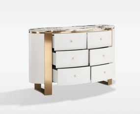 Komoda Stilig ST920 140 cm biela/zlatá/mramor