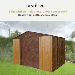 Záhradný domček BestBerg ZDB-7D / 7,2 m² / 301 x 238 x 214 cm / dekor červené drevo / hnedá