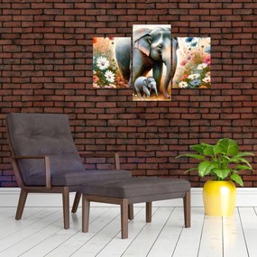 Obraz - Slonia mama, akvarel (90x60 cm)