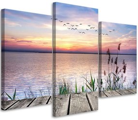Gario Obraz na plátne Západ slnka nad vodou - 3 dielny Rozmery: 60 x 40 cm