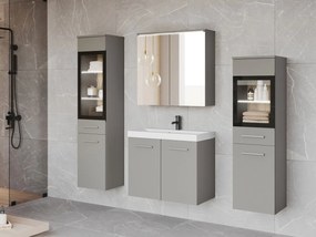 Kúpeľňový nábytok Apogon II, Farby: sivé paládium, Sifón: bez sifónu, Osvetlenie: osvetlenie LED biele, Umývadlová batéria: nie