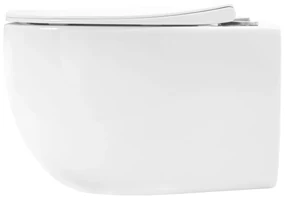 Rea Lars, závesná WC misa Rimless 50x37x29 cm vrátane sedadla s pomalým zatváraním, biela, REA-C9500